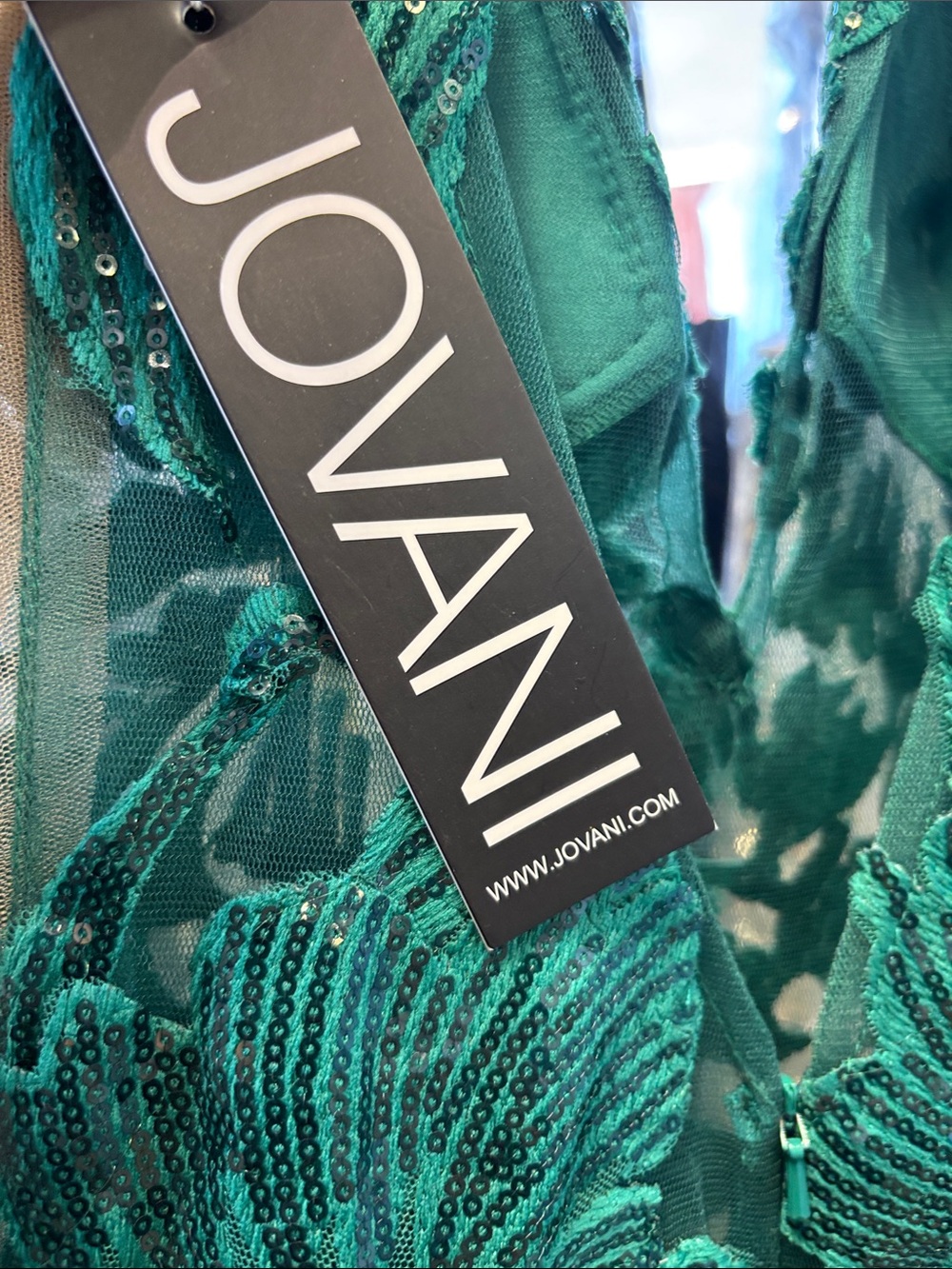 Jovani Emerald Green Embellished V-Neck Mermaid Gown - Picture 5 of 6